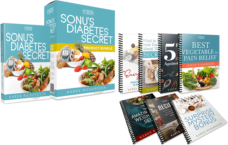 Sonu's Diabetes Secret complete product bundle: the three core guides and the seven bonus reports